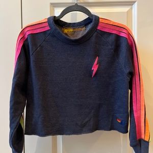 Aviator Nation Cropped Crew Bolt Sweatshirt